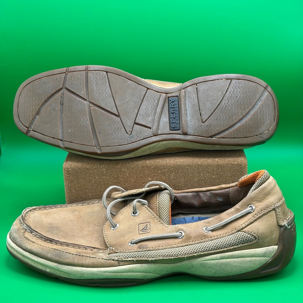 Sperry Top-Sider Boat Shoes Mens 13 M Tan Leather Casual Nautical Deck Loafers